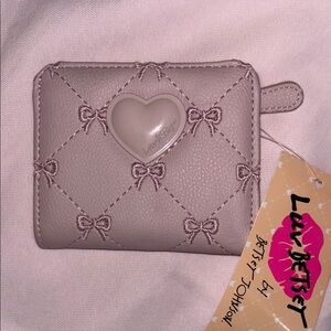 Betsey Johnson Mauve Quilted Heart Wallet